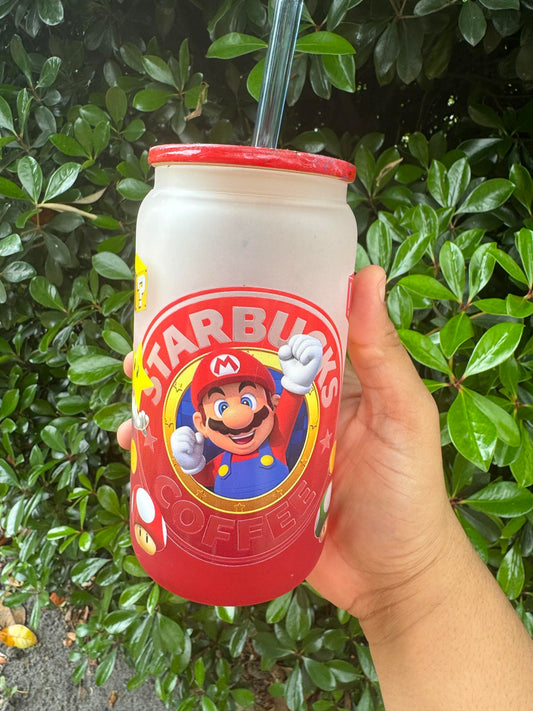 Super Mario 16oz Ombre Glass Cup